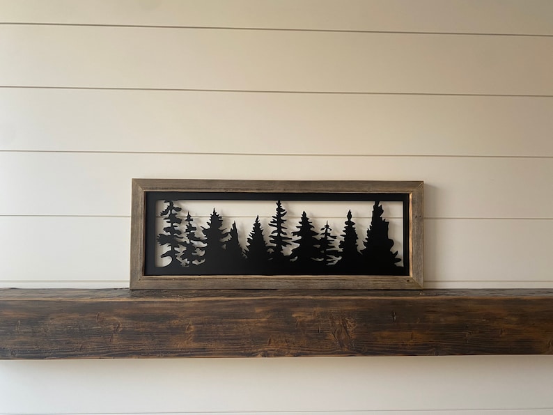 FEATURE Custom Rustic Wood Framed Metal Tree Forest Wall Art Etsy