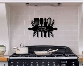 Personalized Mom's Kitchen Metal Sign: Custom Home Decor