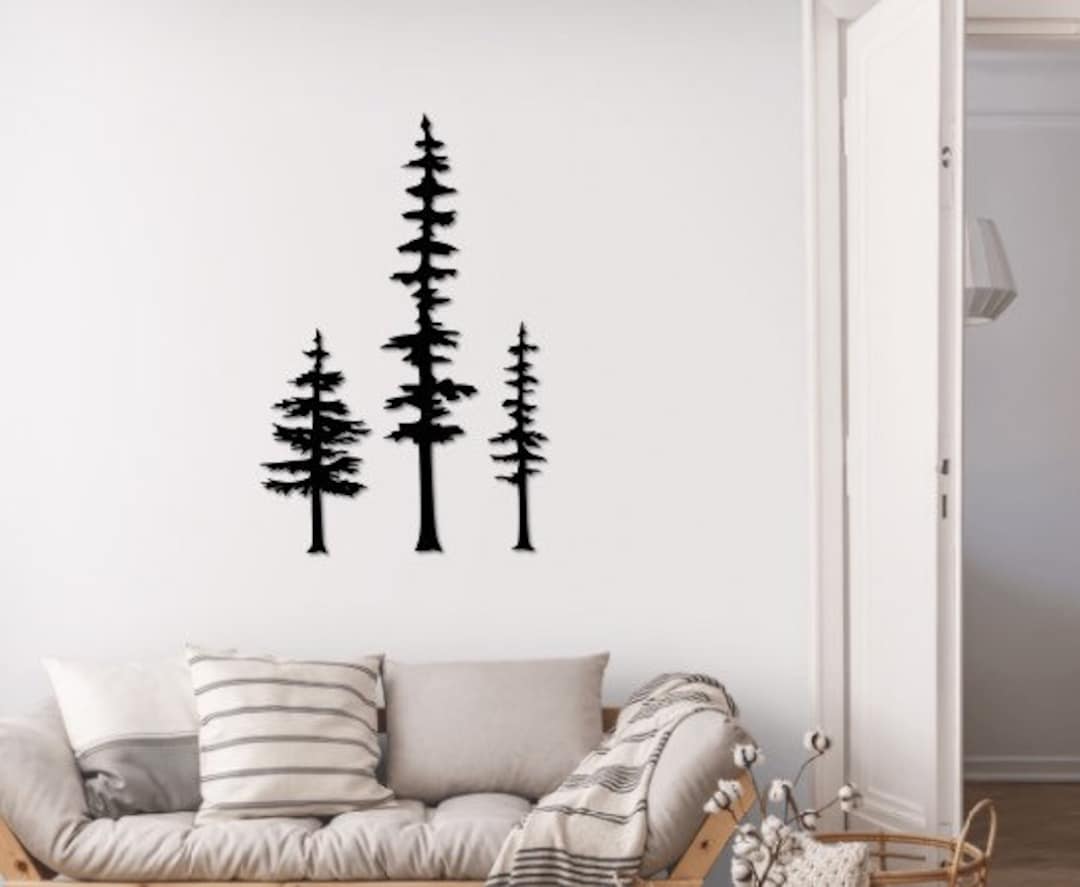 Metal Pine Tree Wall Art Set - Nature Scene Decor - Etsy