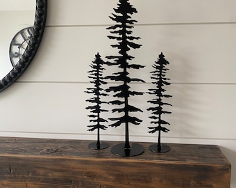 Sitka Tree Home Decoration | Sitka Trees | Set of Metal Tree Wall Art Pieces - 3 tree home decor Metal nature art free standing trees