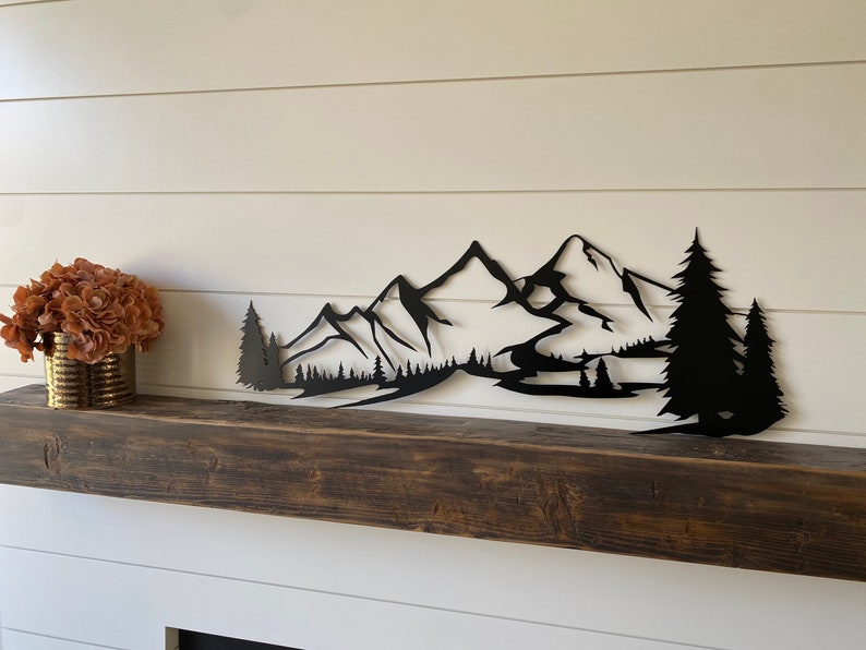 Metal Mountain Range Wall Art with trees Etsy