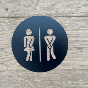 Custom Metal Bathroom Sign - Personalized Decor | Unisex Metal Bathroom | Washroom Restroom Sign | Door Sign | Male & Female Door Label