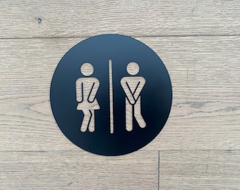 Custom Metal Unisex Bathroom Sign: Personalized Restroom Decor