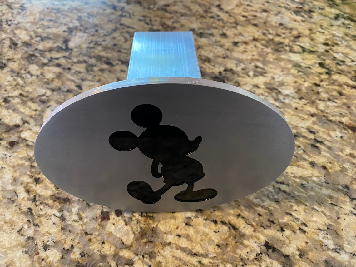 Engraved Aluminum Mickey Mouse trailer hitch receiver cover Etsy