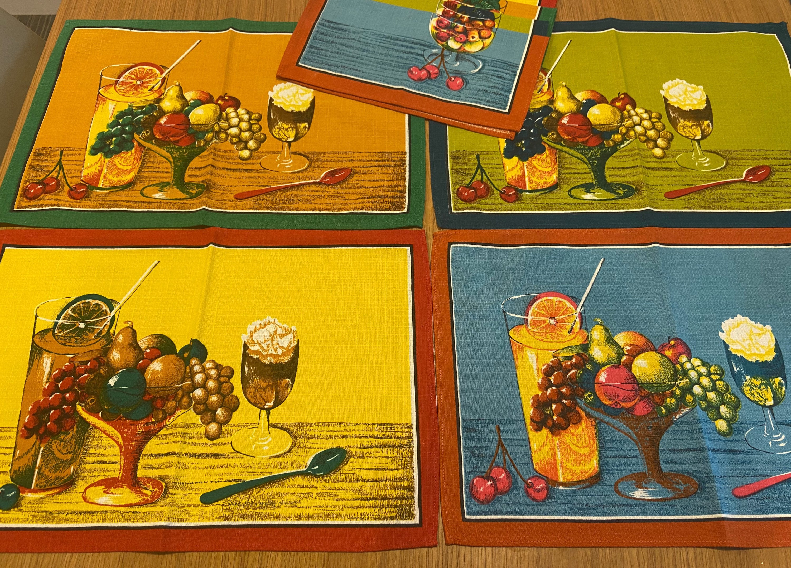 Fabulously Bright Cocktail Set of Four Placemats and Etsy