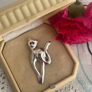 Taxco Mexico Sterling Silver Cat Brooch | Vintage Jewellery
