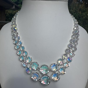Double Strand Crystal Beaded Necklace with Marcasite Clasp