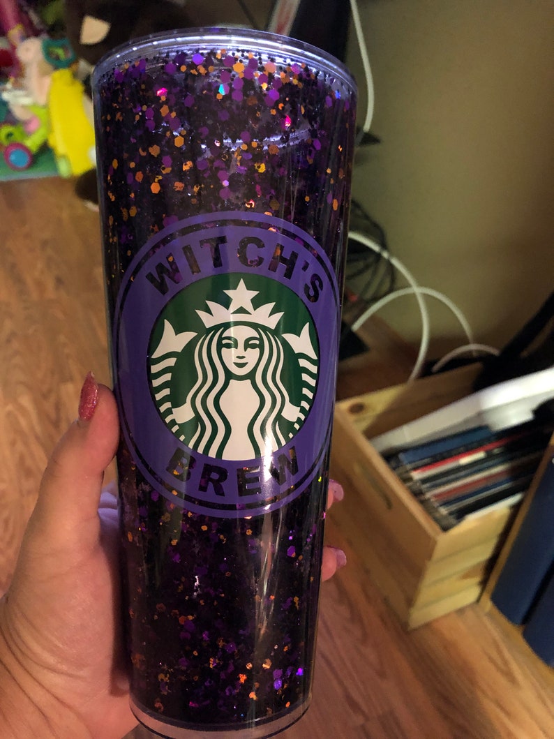 Halloween Snow Globe Tumbler Starbucks Tumbler Confetti Etsy