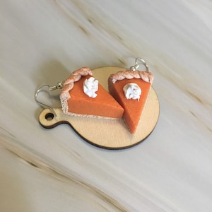 Pumpkin Pie Earrings - weird unique novelty cute whimsical miniature food jewelry - unique jewelry for Thanksgiving Fall Halloween