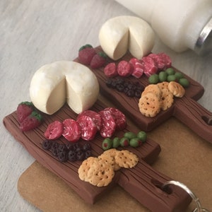 Charcuterie board earrings - cheese board - cute miniature food jewelry - gifts for foodies - handmade weird novelty whimsical jewelry