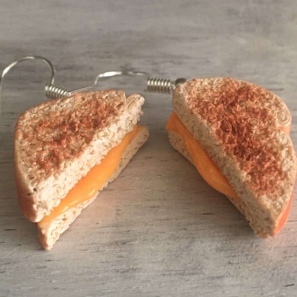 Grilled Cheese Sandwich Earrings - weird unique novelty cute whimsical miniature food jewelry - gifts for foodies