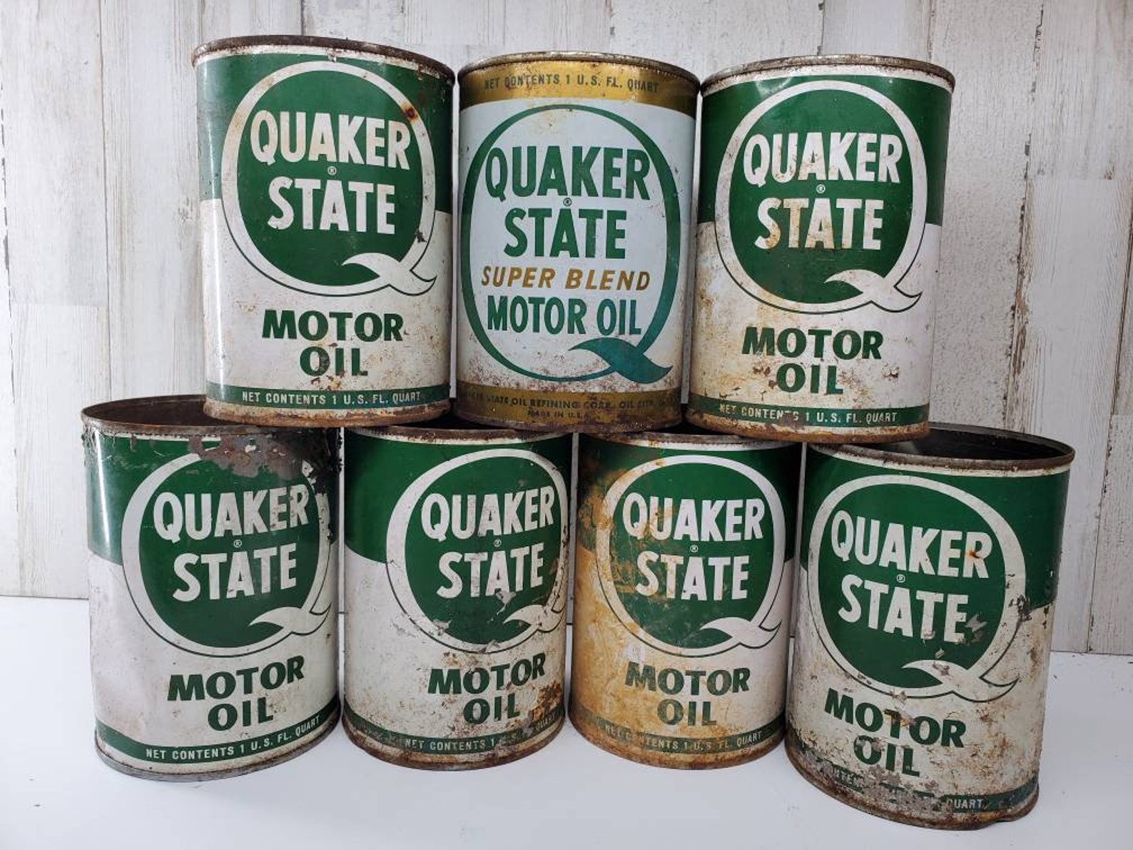 Vintage Quaker State Oil Cans Etsy