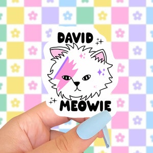 david meowie sticker / david bowie sticker / funny cat stickers / pop culture stickers / meme stickers