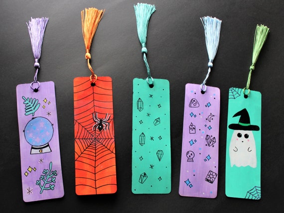 Handmade Bookmarks With Tassels / Spooky Bookmark / Witchy 