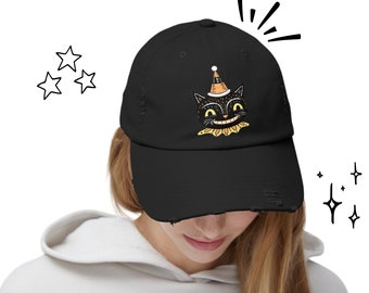 halloween dad hat / spooky dad hat / goth baseball hat / black cat baseball hat