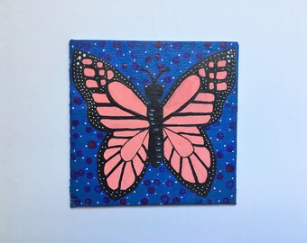acrylic butterfly canvas painting // butterfly art