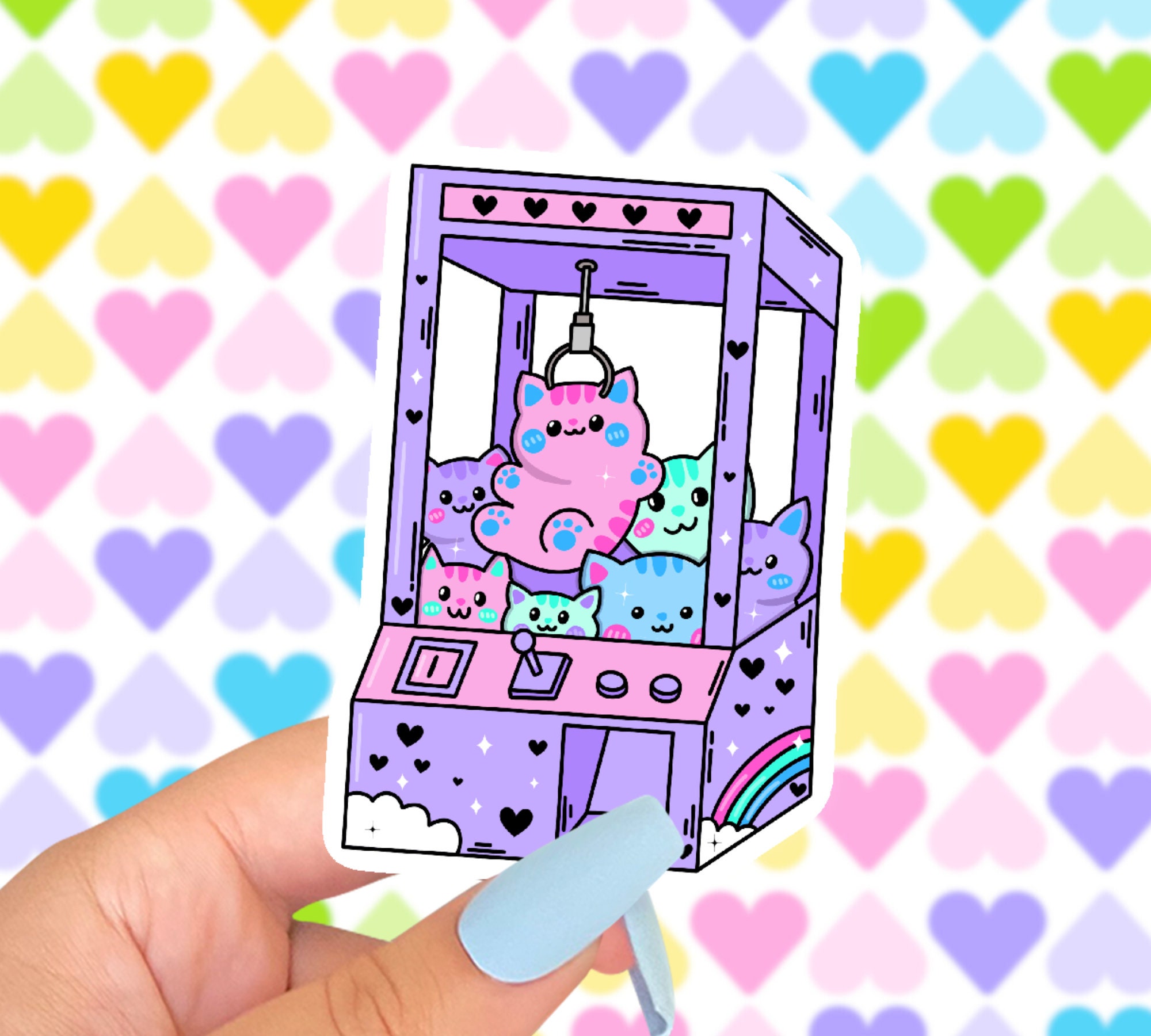 Claw Machine Sticker / Cute Kitty Sticker / Kawaii Pastel Sticker ...