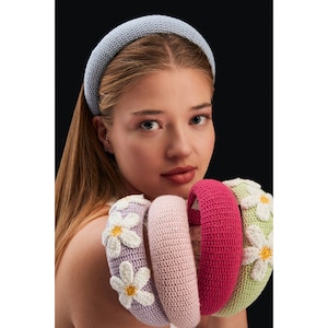 Handmade Knitted Headband, Crochet Headband, Cute Floral Head Band, Hair Band For Women, Unique Hair Accessories, Braided Headband
