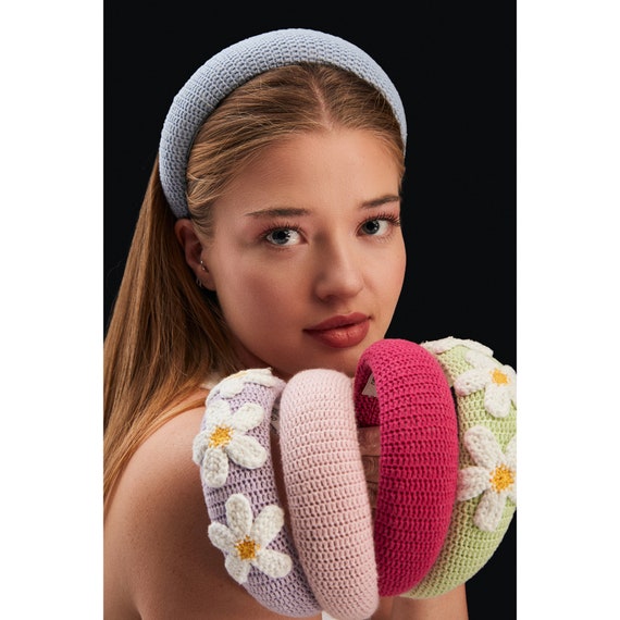 Handmade Knitted Headband, Crochet Headband, Cute Floral Head Band