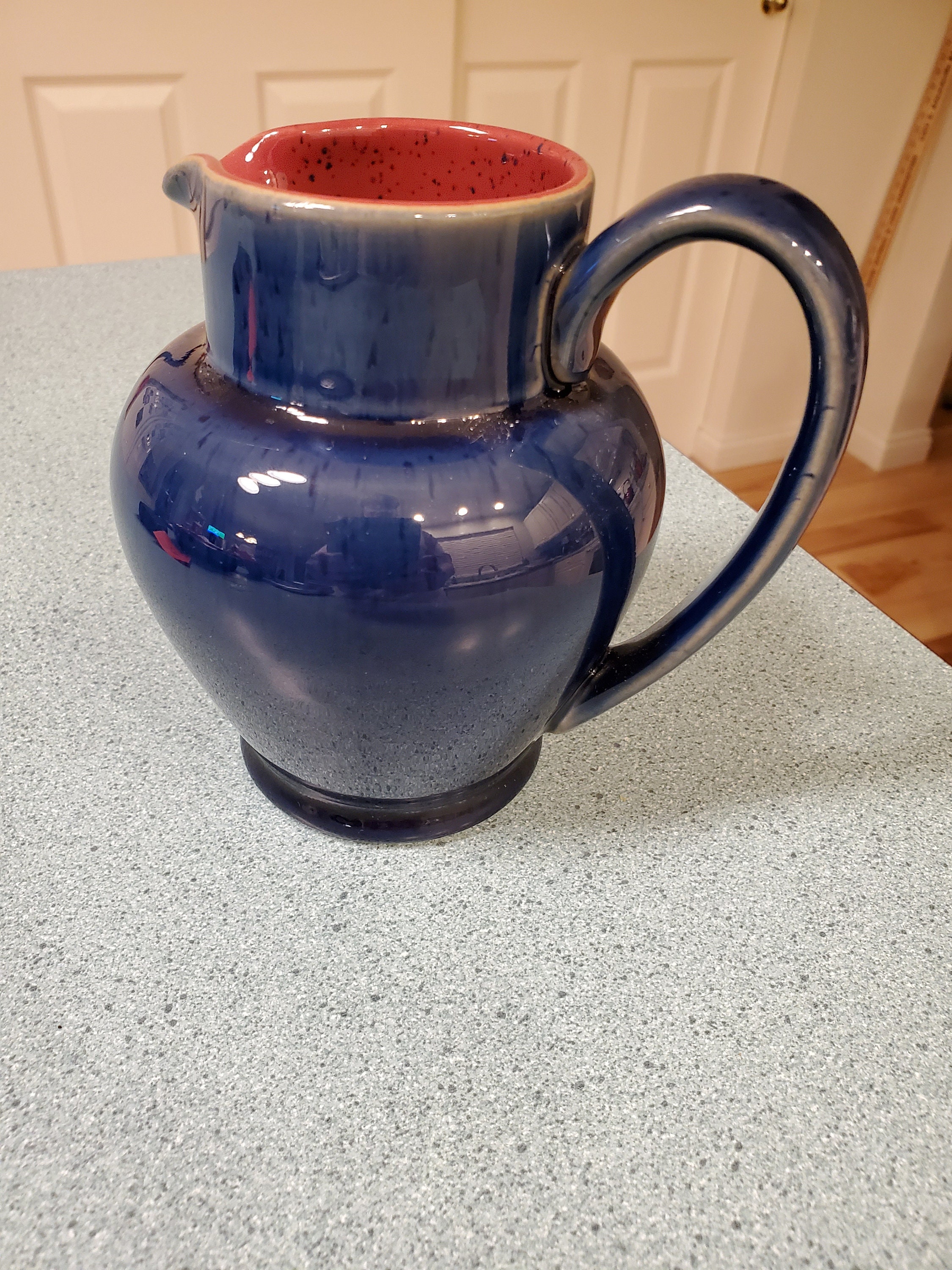 Denby Stoneware England Harlequin Blue y Red Speckled Small Etsy