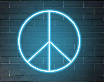 Friedliche Retro-Neon-Schild, glühendes minimalistisches personalisiertes LED-Licht, mutige moderne Wandkunst, helles ikonenhaftes Wohndekor