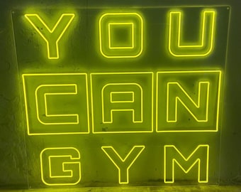You Can Gym Bold Motivational Custom Neon Sign, Dynamic Eye-catching Personalized LED Light, Modern Durable Wall Art