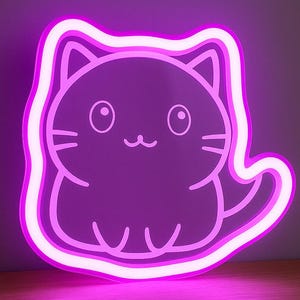 Cat Neon Sign - Cute Neon Sign - Pink Neon Sign - USB Powered