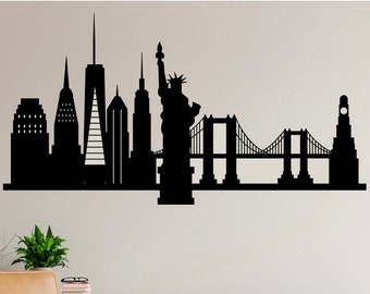 New York Skyline Wood Wall Decor, Wooden New York City Silhouette, Urban Skyline