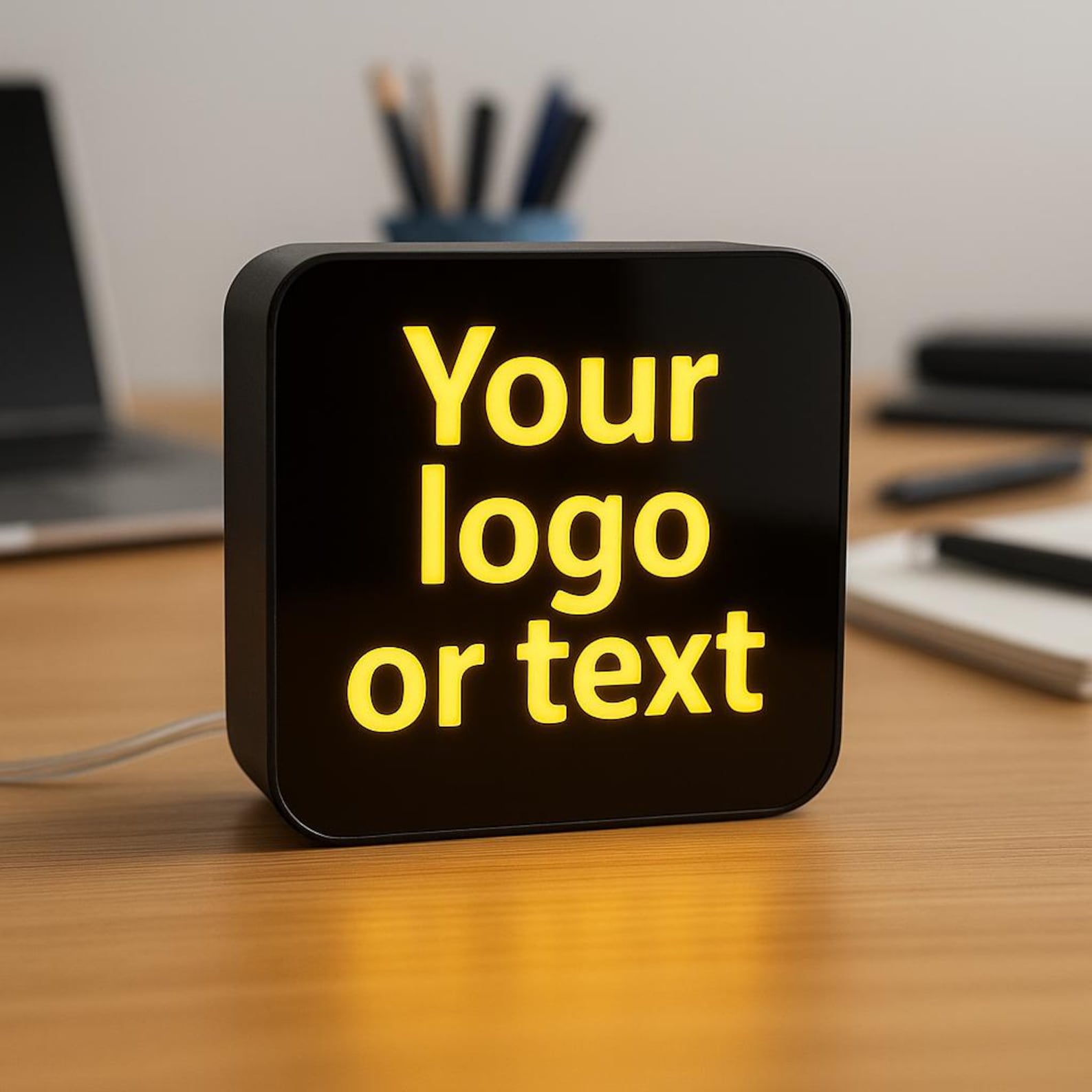 Monogramed Led Compact Compact Sleek Custom LED Sign, Glowing Round Personalized Light Box ...