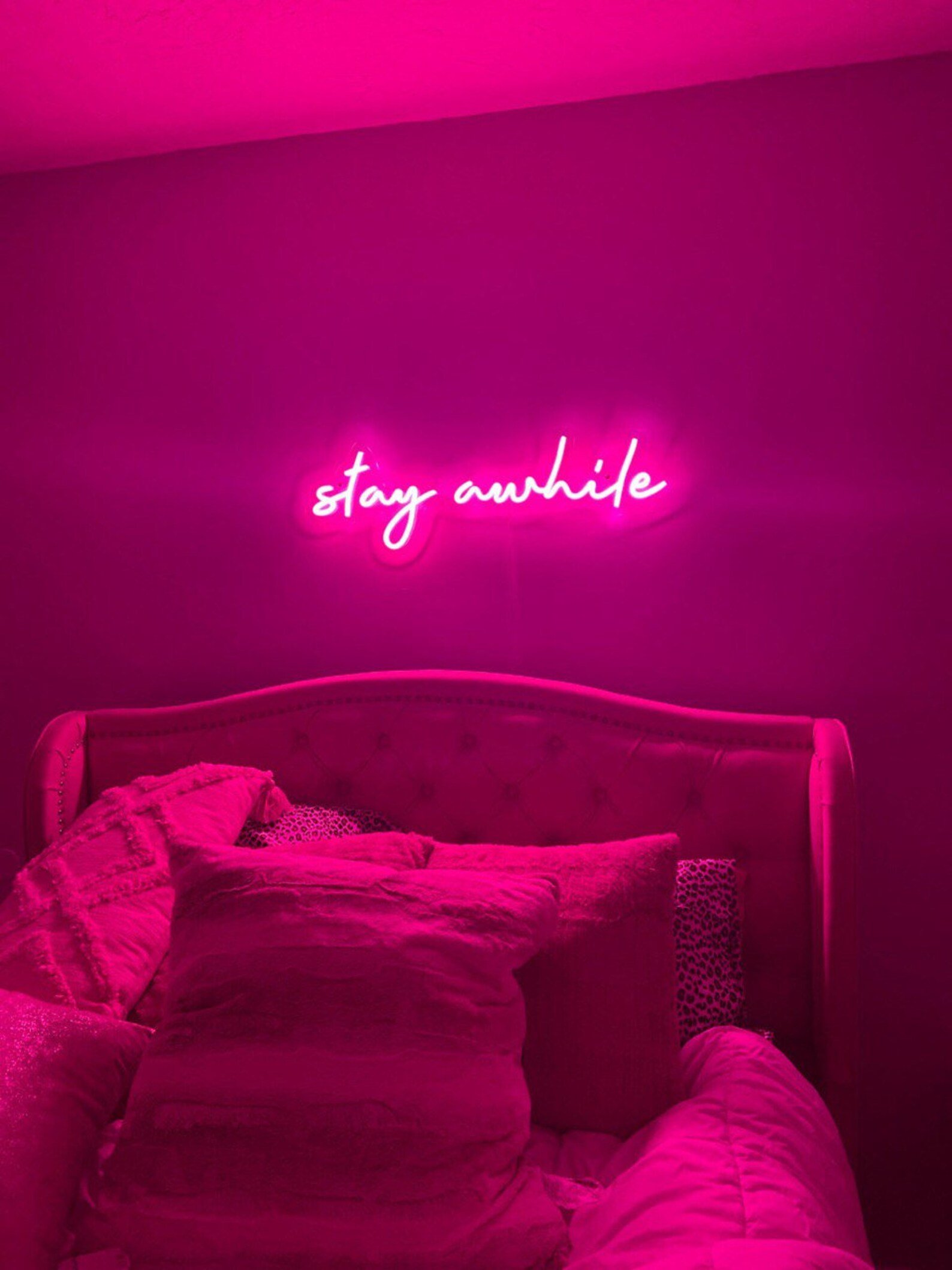 Stay Awhile Neon Sign Custom Neon Sign Bedroom Personalized - Etsy