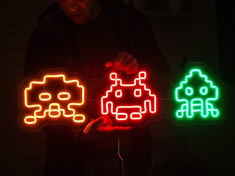 Space Invaders Neon Sign Sex is Art Custom LED Neon Sign - Boudoir Personalized Wall Decor ...