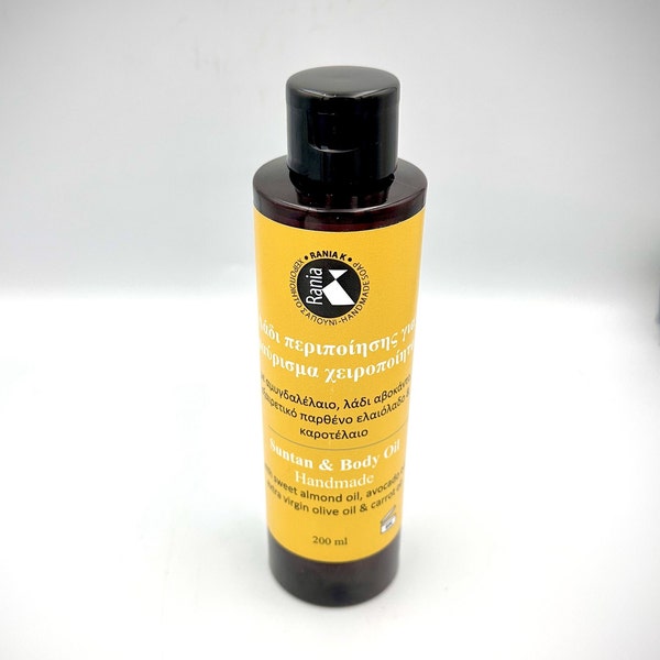 100% Handmade Natural Golden Sun Tan&Body Oil Sun Tan Oil { Almond oil , Avocado oil and Carrot oil } Sun Tan Body care