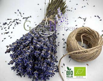 100% Greek Organic Dried Lavender Bunches 300 Stems Each- 25cm Natural Scent - Superior Quality {Certified Bio Product}