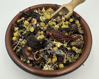 Tisane en vrac à la lavande, à la camomille et à la fleur d'hibiscus - Mélange de qualité supérieure