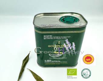 Olio extravergine di oliva greco cretese biologico al 100% Koroneiki varietà singola - Olio d'oliva spremuto a freddo in latta - Olio d'oliva di qualità superiore {DOP}