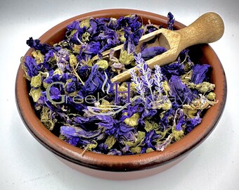 Tisane fleurs séchées en vrac mauve bleue - Malva sylvestris - Fines herbes et fleurs séchées de qualité supérieure - Mauve commune