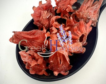 Dried Candied Hibiscus Flowers - Edible Hibiscus Flower - Red colour added - Superior Quality Candied Snack