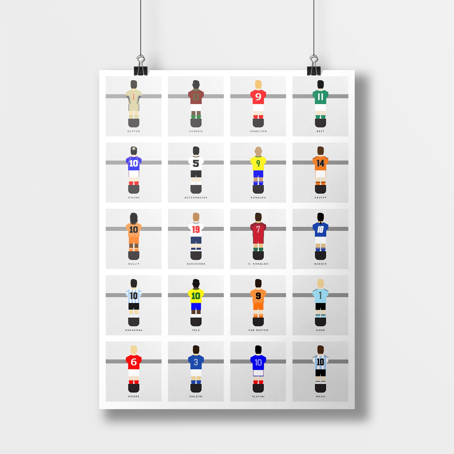 Football Legends Wall Art Foosball Print Etsy