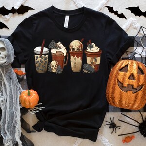 Coffee Latte tshirt, Iced Coffee tshirt, Halloween Pumpkin Latte Drink Cup Tee, Nightmare shirt, Pumpkin Spice tshirt