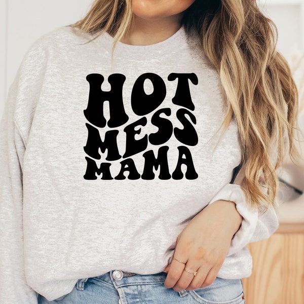 Hot Mess Mama Svg, Mama Svg, Wavy Svg, Retro Svg, Hot Mess Svg, Trendy Svg, Groovy Svg, Wavy Text Svg, Mama Quotes Svg, Cut Files