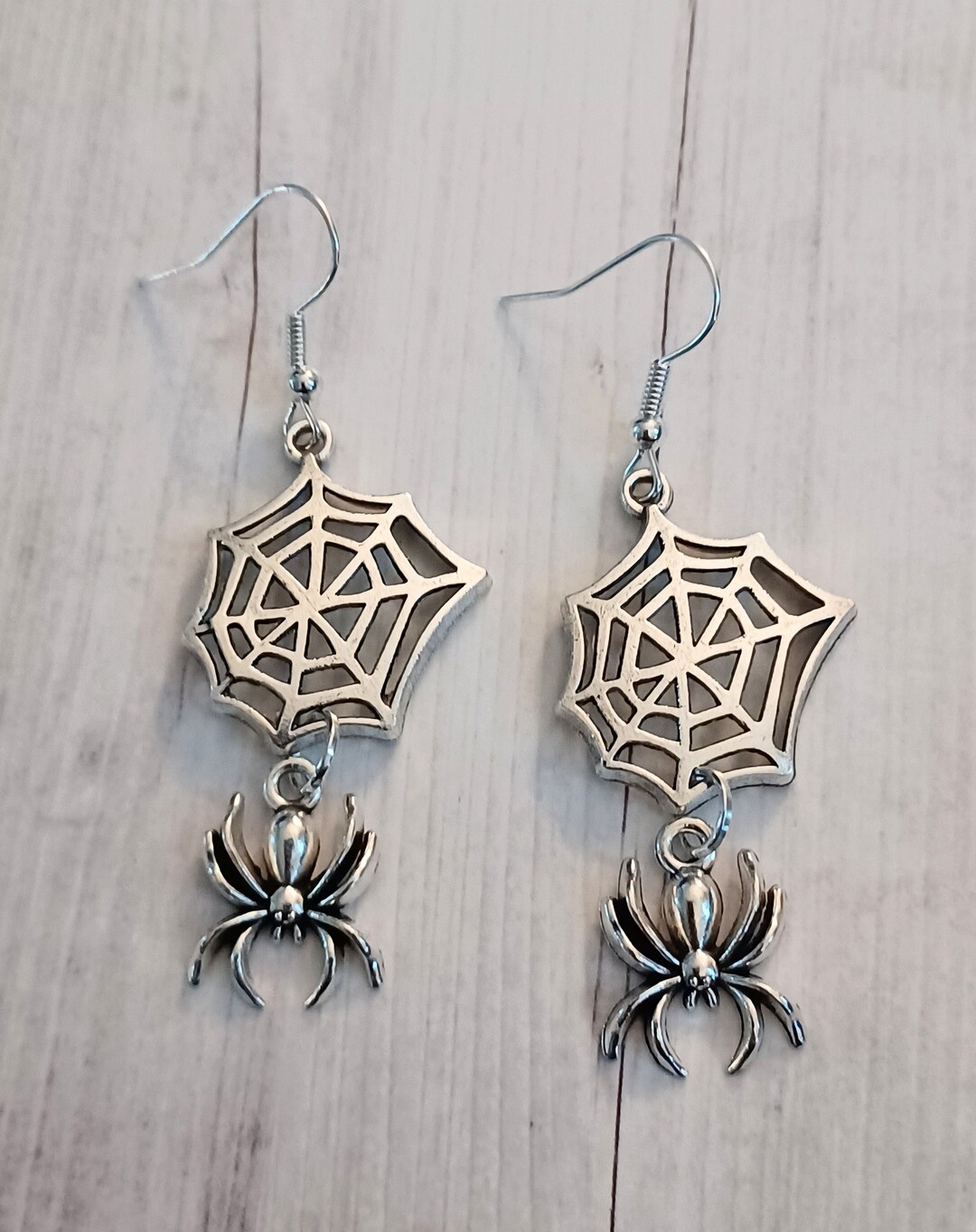 Spider Web With Spider Dangle Drop Earrings, Hypoallergenic and Nickel ...