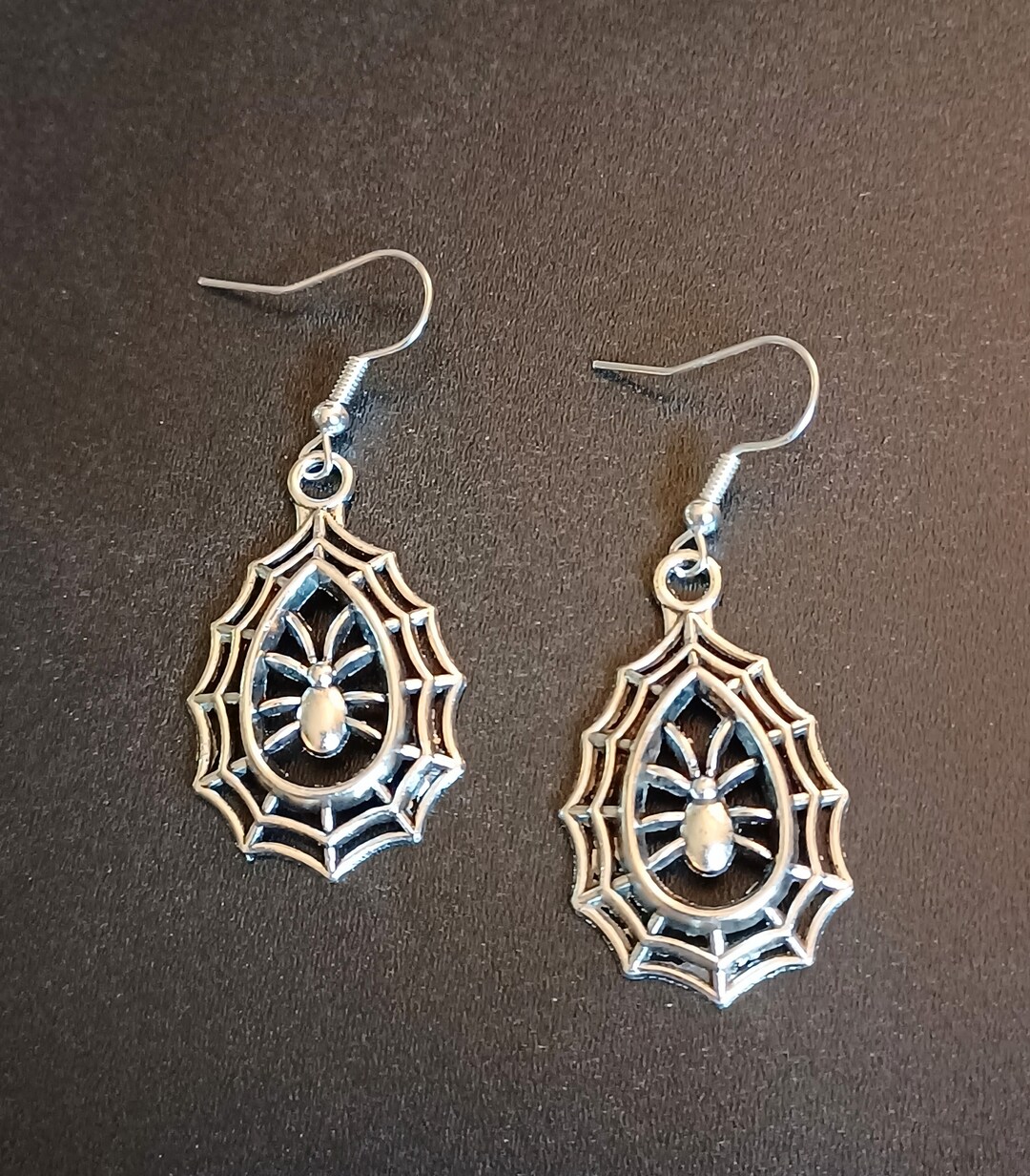 Spider in Spider Web Dangle Drop Earrings Hypoallergenic and - Etsy