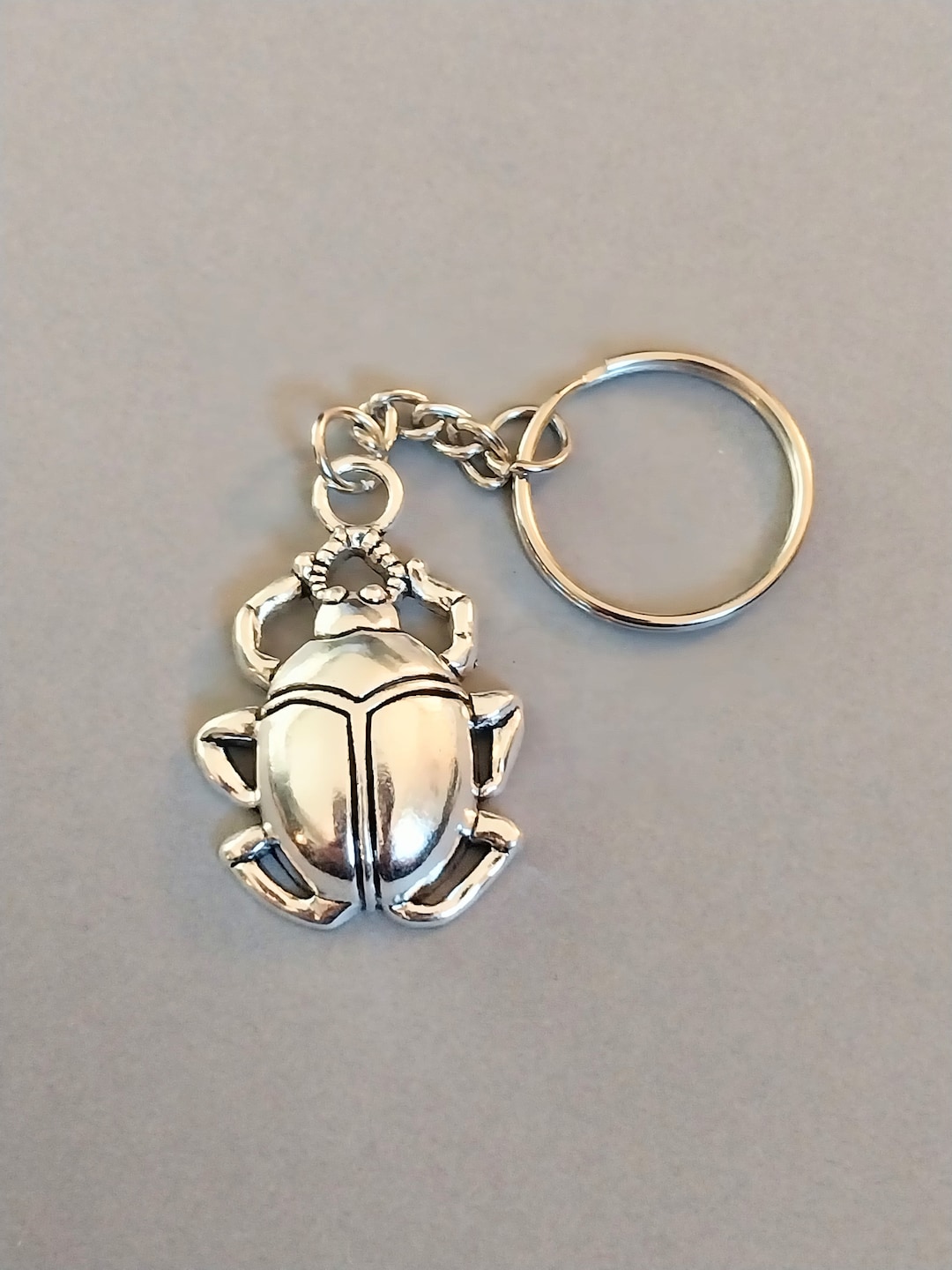 Large Silver Beetle Keychain, Bug Keyring, Insect Keychain - Etsy