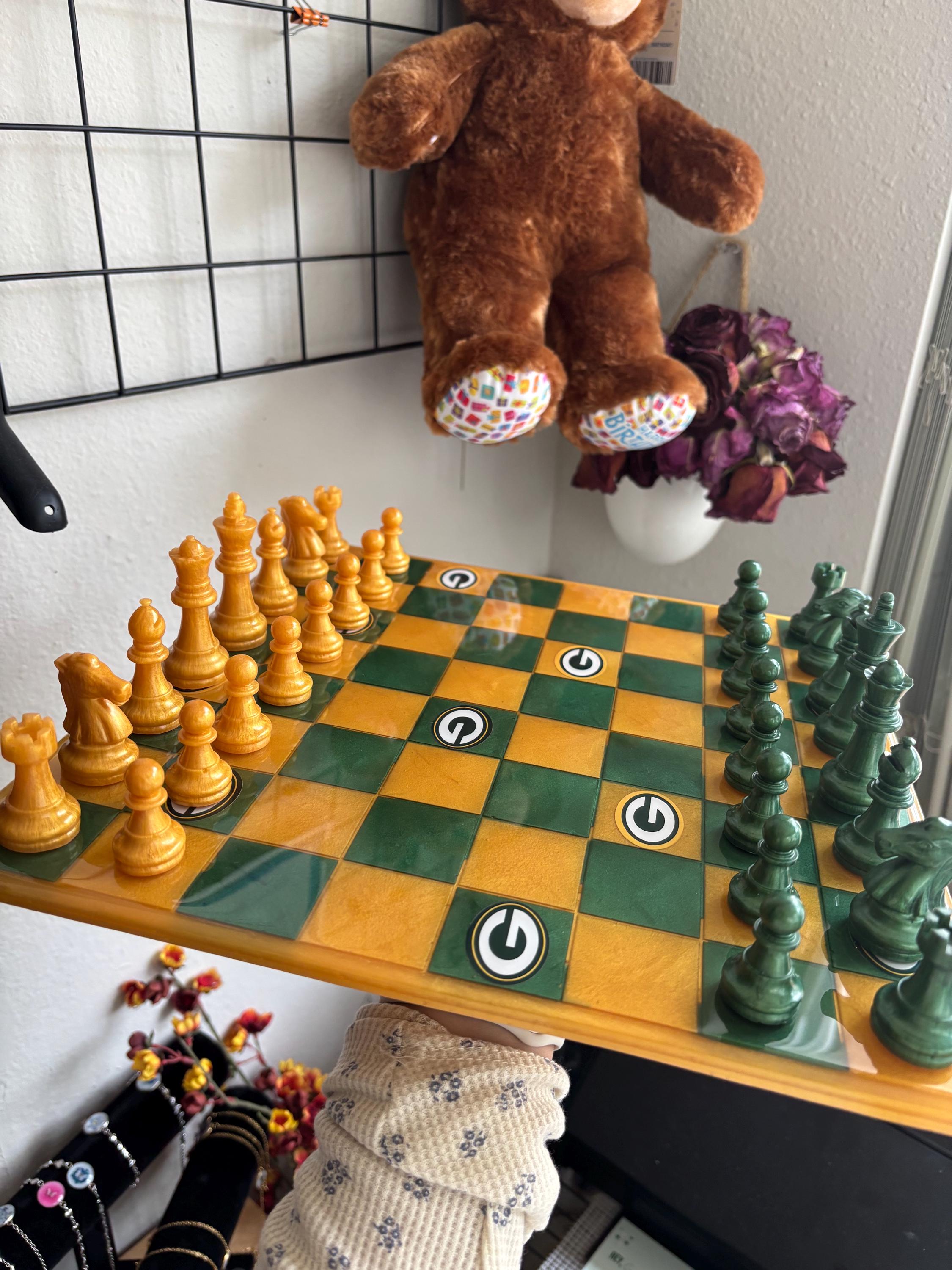 Greenbay Packers Chessboard, Father's Day Gift, Resin Chessboard