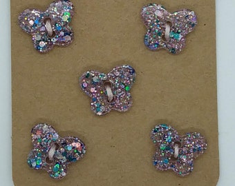 Made To Order "Little Princess" Glitter Butterfly Buttons 15mm