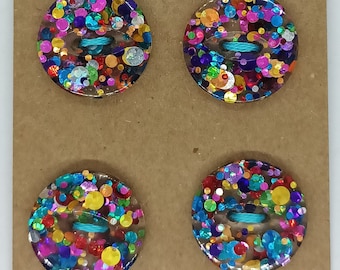 Made to Order "Rainbow Bright" Glitter Buttons 20mm