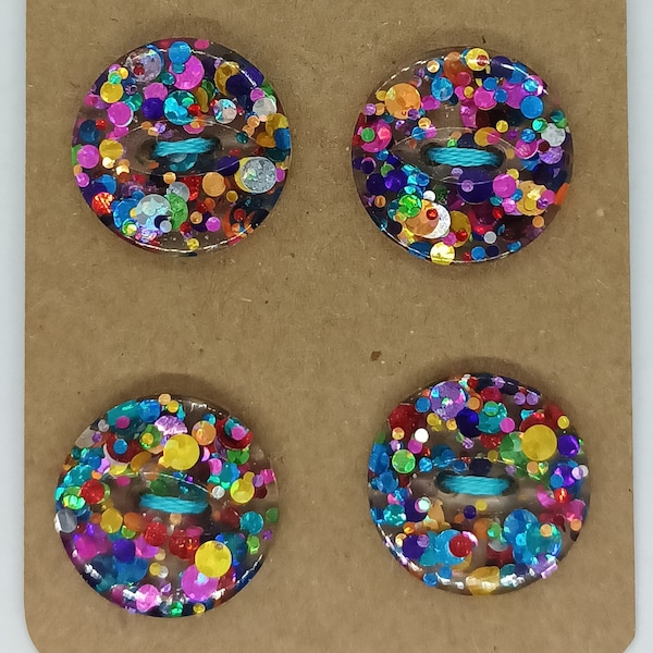 Made to Order "Rainbow Bright" Glitter Buttons 20mm