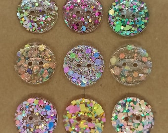 MADE TO ORDER 20mm Glitter Button Sets