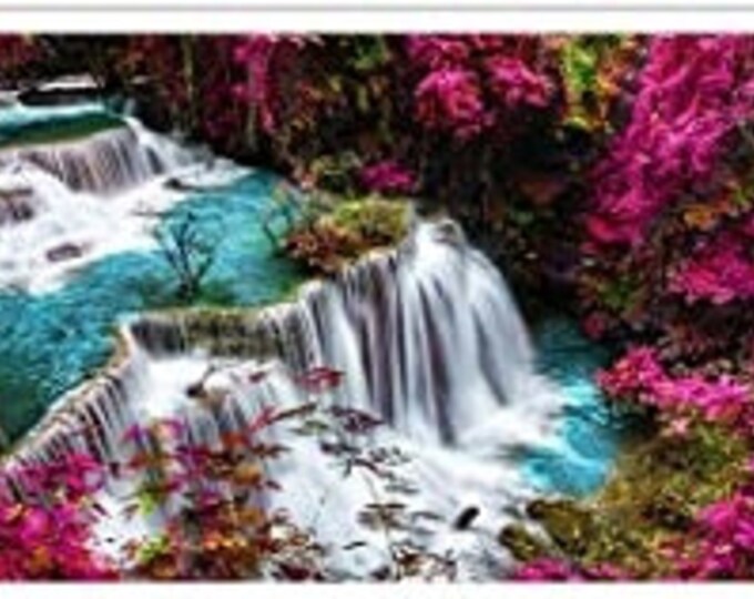 Pink Waterfalls Full Drill Round Diamond Painting Kit (12 X 16)