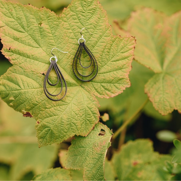 Upcycled Bicycle Inner Tube Hoop Earrings | Eco-Friendly Statement Jewelry | Handmade Sustainable Accessories